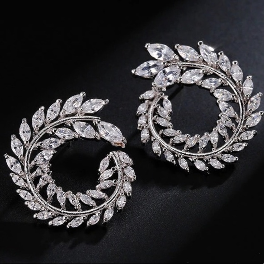 CZ Leaf Earrings - Picture 4 of 4